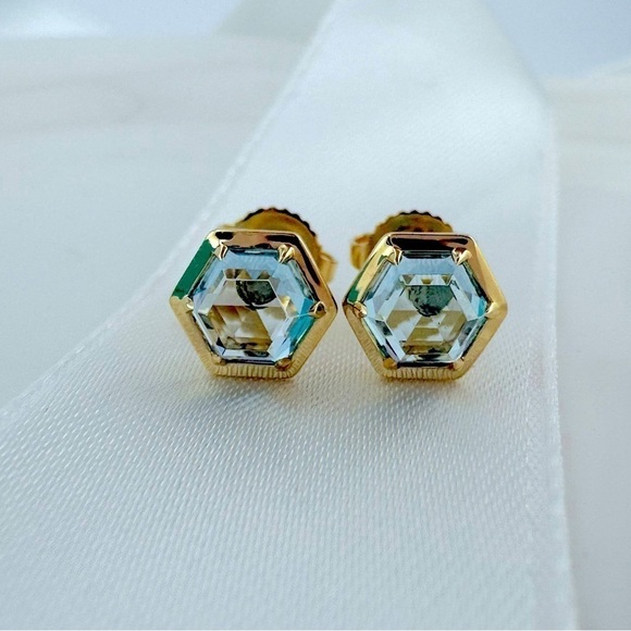 Tiffany & Co. Blue Topaz Paloma Studio Earrings in 18k Yellow Gold - Picture 1 of 8
